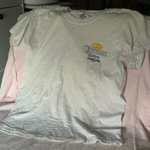 Corona White Graphic Tee with Yellow Logo